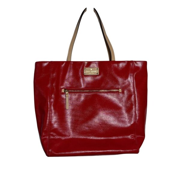 kate spade new york Handbags - Kate Spade Kerryn Fulton Street Tote shoulder handbag red lacquer leather straps
